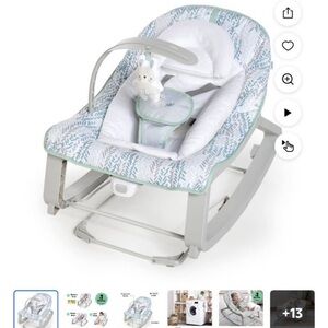 Infant Rocker with Toy Bar - White and Gray